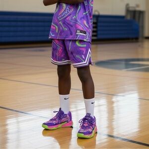 Puma LaMelo Ball MB. 03 Toxic JR Size 4 Purple/Green Athletic Basketball Bold
